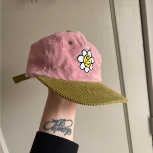 Charming Pink and Olive Flower Cap